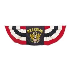 Oversized 3x9' Welcome Eagle Seal Pleated Bunting Decoration - Great Seal Design