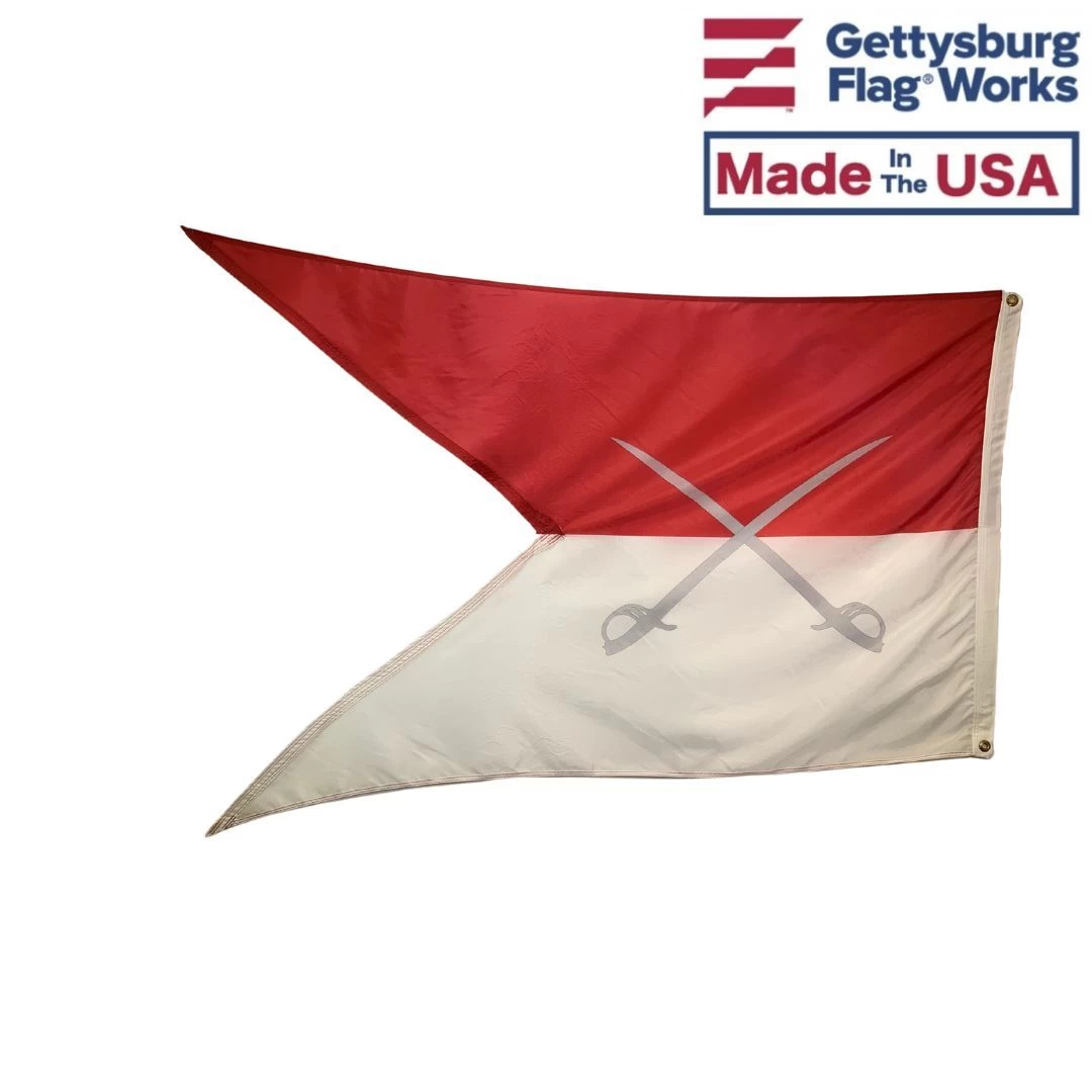 Cavalry Guidon Flag (Red/White Crossed Swords) - 3x5' 2 Cavalry Guidon Flag (Red/White Crossed Swords) - 3x5' - Image 2