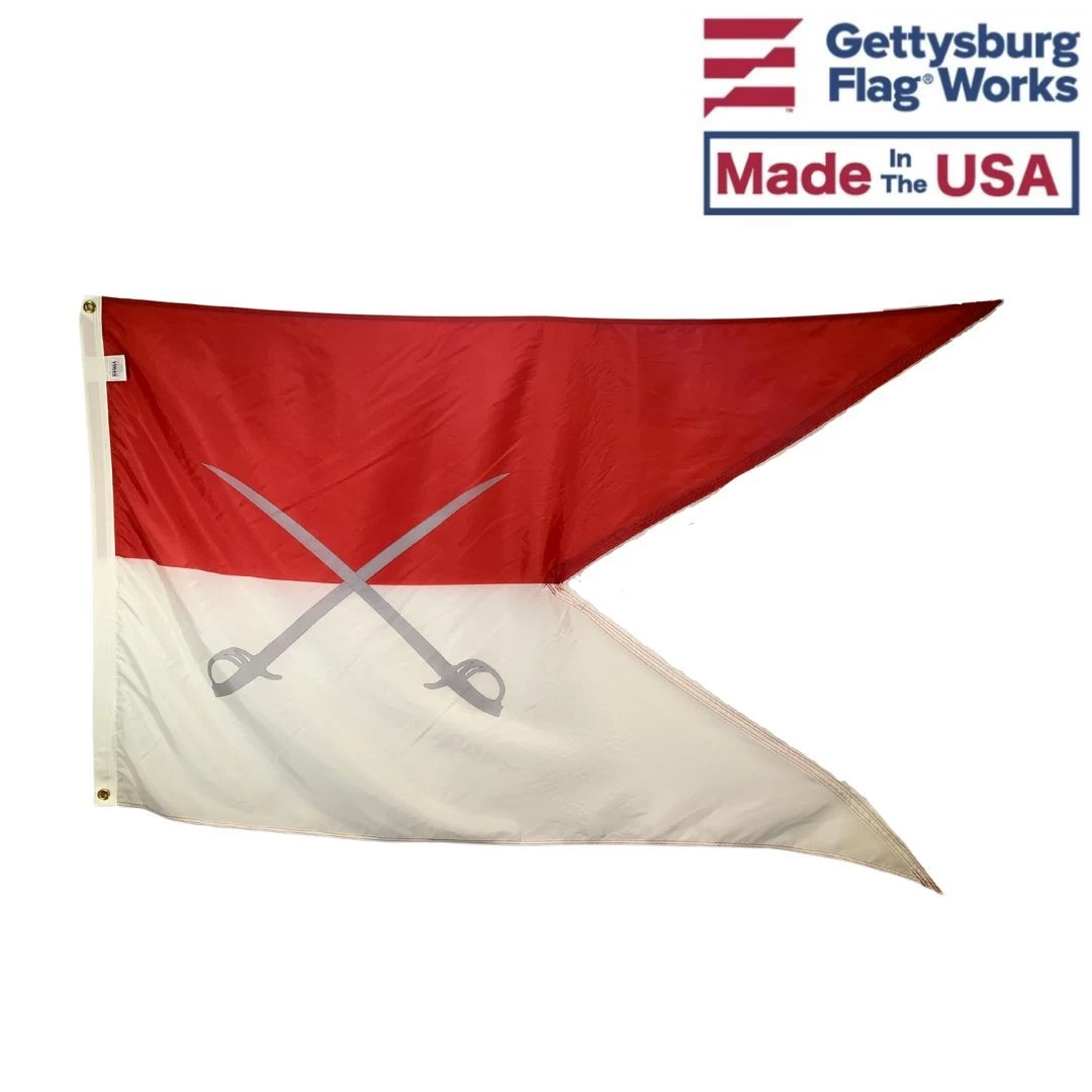 Cavalry Guidon Flag (Red/White Crossed Swords) - 3x5' 1 Cavalry Guidon Flag (Red/White Crossed Swords) - 3x5'