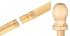 .75" Diameter Natural Wood 2 Piece Pole - 6' With Wood Ball Top