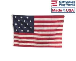 Historical American 15 Stars & Stripes Flag (non-canted Stars)