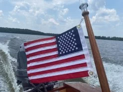 Premium Sewn American Boat Flag - 12x18" -Flags and Banners Store american flag boat flag on wood boat flag pole
