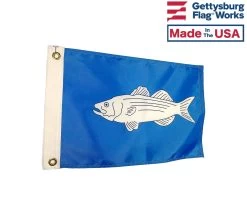 Striped Bass Flag - 12x18" -Flags and Banners Store bass frontside temp