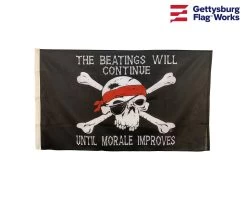 The Beatings Will Continue Until Morale Improves Pirate Flag - Black 9 The Beatings Will Continue Until Morale Improves Pirate Flag - Black -Flags and Banners Store beatings 3x5 2