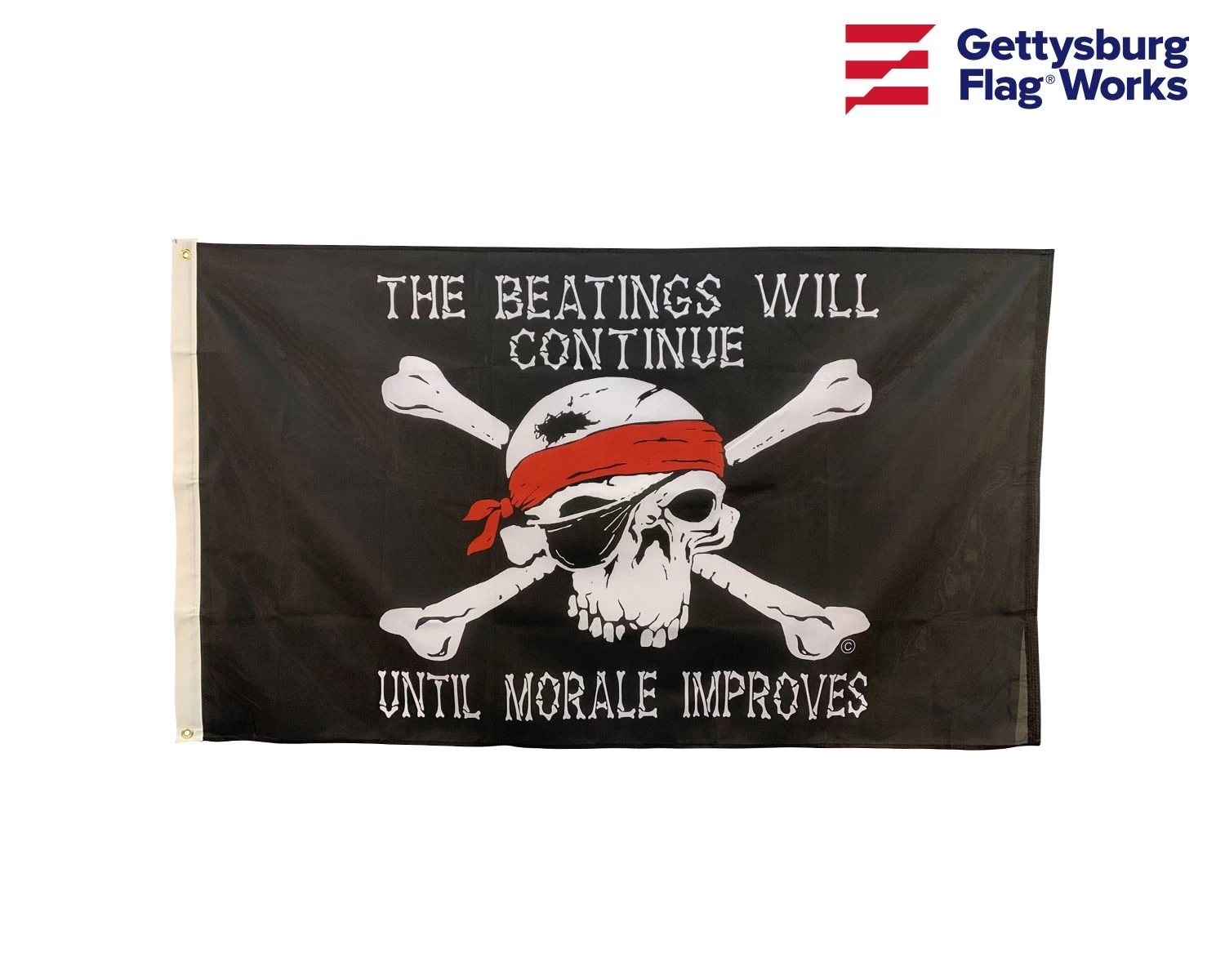 The Beatings Will Continue Until Morale Improves Pirate Flag - Black 4 The Beatings Will Continue Until Morale Improves Pirate Flag - Black - Image 4