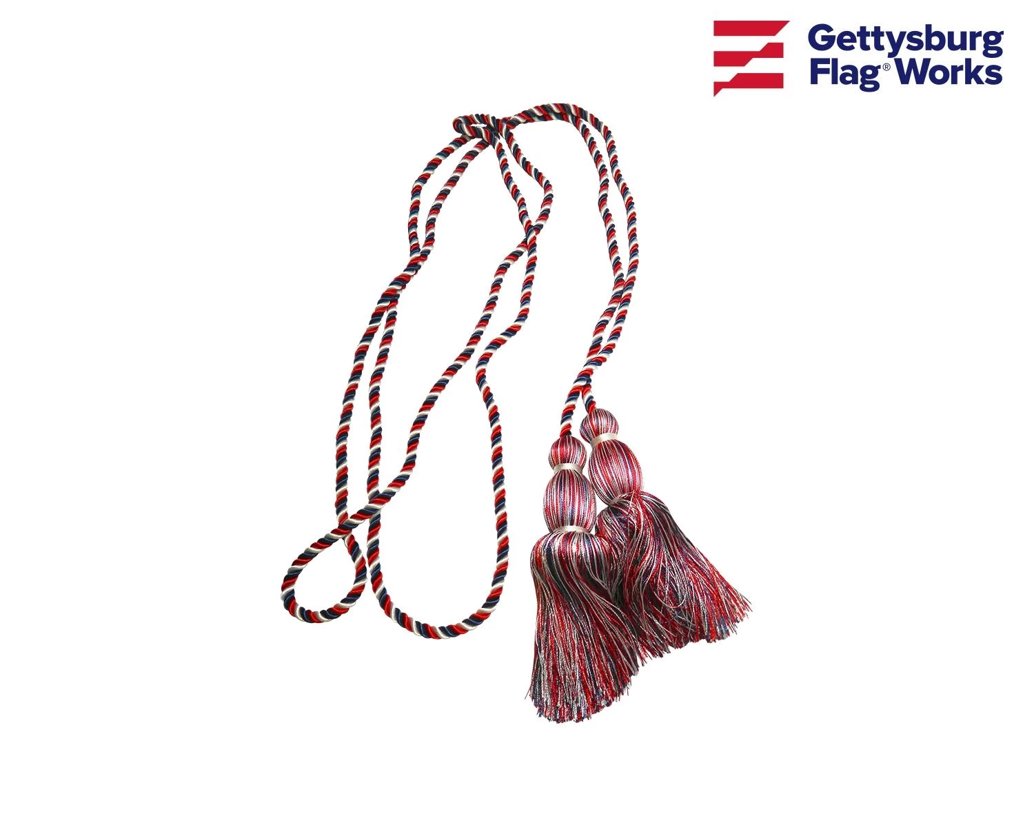 Red, White And Blue Cord & Tassel - For Indoor American Flag 3 Red, White And Blue Cord & Tassel - For Indoor American Flag - Image 3