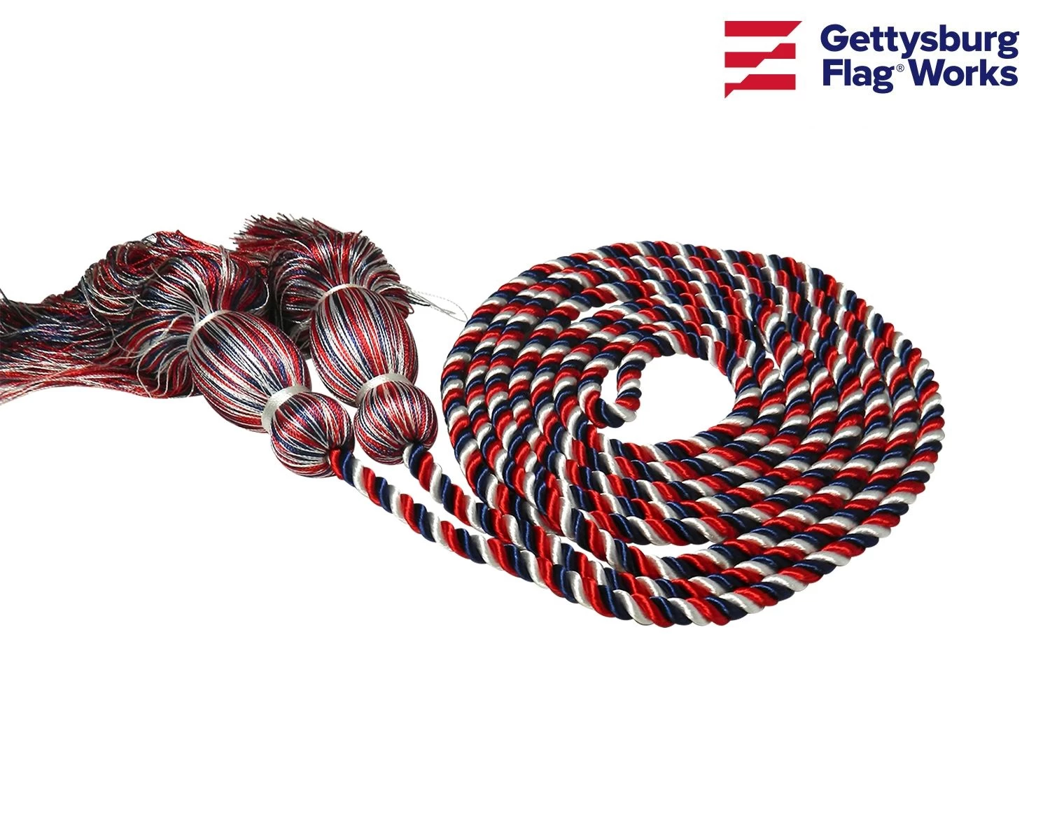 Red, White And Blue Cord & Tassel - For Indoor American Flag 1 Red, White And Blue Cord & Tassel - For Indoor American Flag