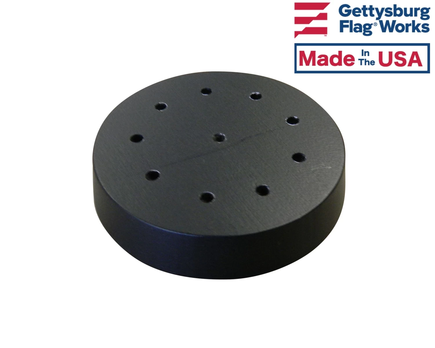 Black Wooden Round Table Base For 4x6" Stick Flags, 10 Hole 1 Black Wooden Round Table Base For 4x6" Stick Flags, 10 Hole