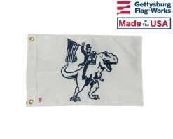 Honest Abe On A T-Rex - Double Sided Boat Flag - 12x18"