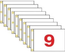 Golf Flag Set 1-9, (Red On White) - 14x20"