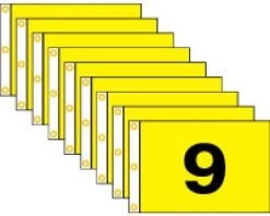 Golf Flag Set 1-9, (Black On Yellow) - 14x20"