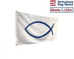 Christian Sign Of The Fish Flag -Flags and Banners Store jesus fish angled 1
