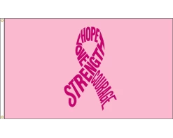 Strength, Breast Cancer Flag -Flags and Banners Store strength printed pink ribbon