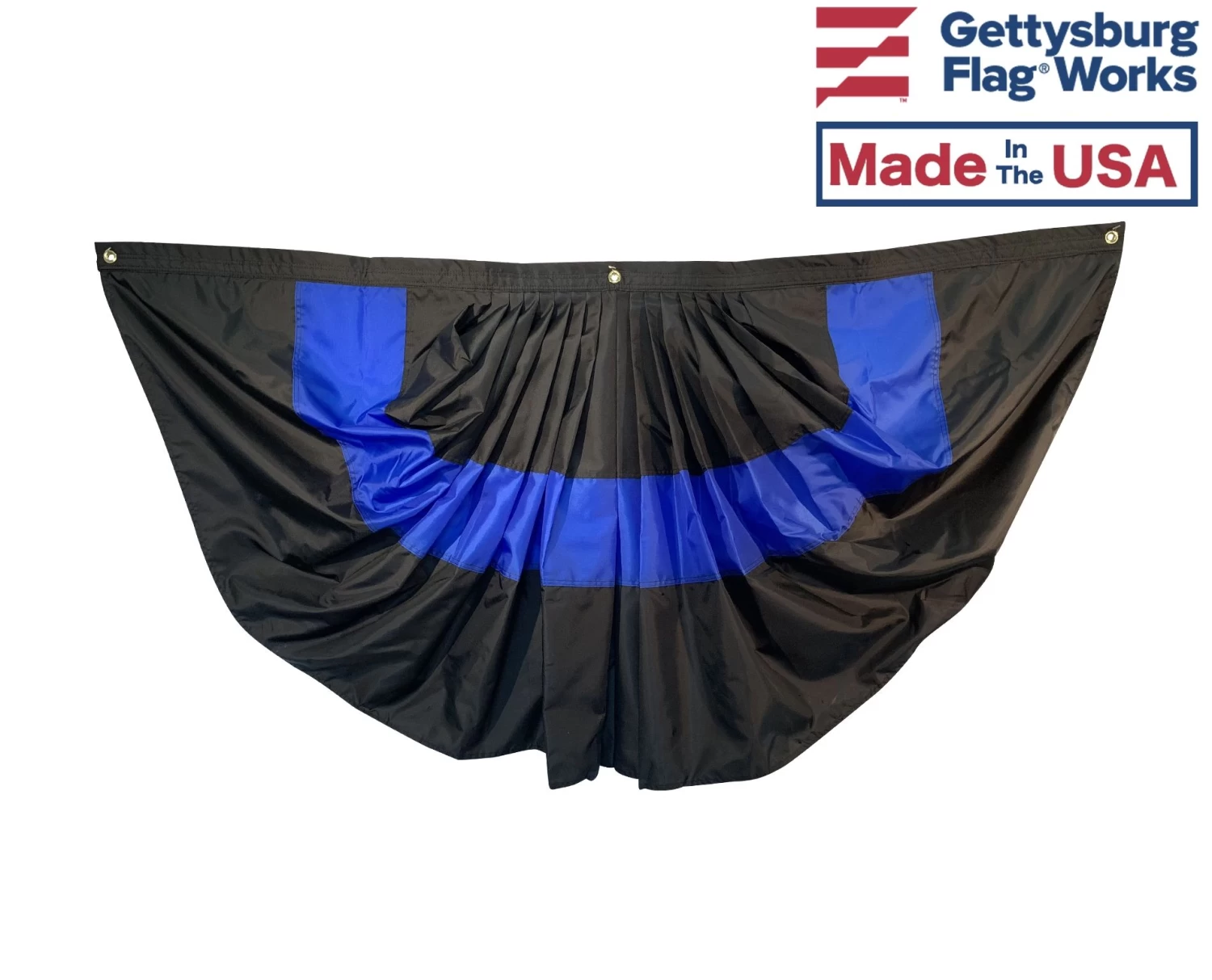 Pleated Fan Police Thin Blue Line-3x6' 1 Pleated Fan Police Thin Blue Line-3x6'