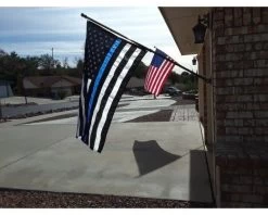 THIN BLUE LINE-USA DESIGN FLAG-CHOOSE OPTIONS 27 THIN BLUE LINE-USA DESIGN FLAG-CHOOSE OPTIONS -Flags and Banners Store thin blue with american flag on garage 1