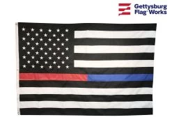Thin Red/Blue Line Flag, Embroidered-3x5'