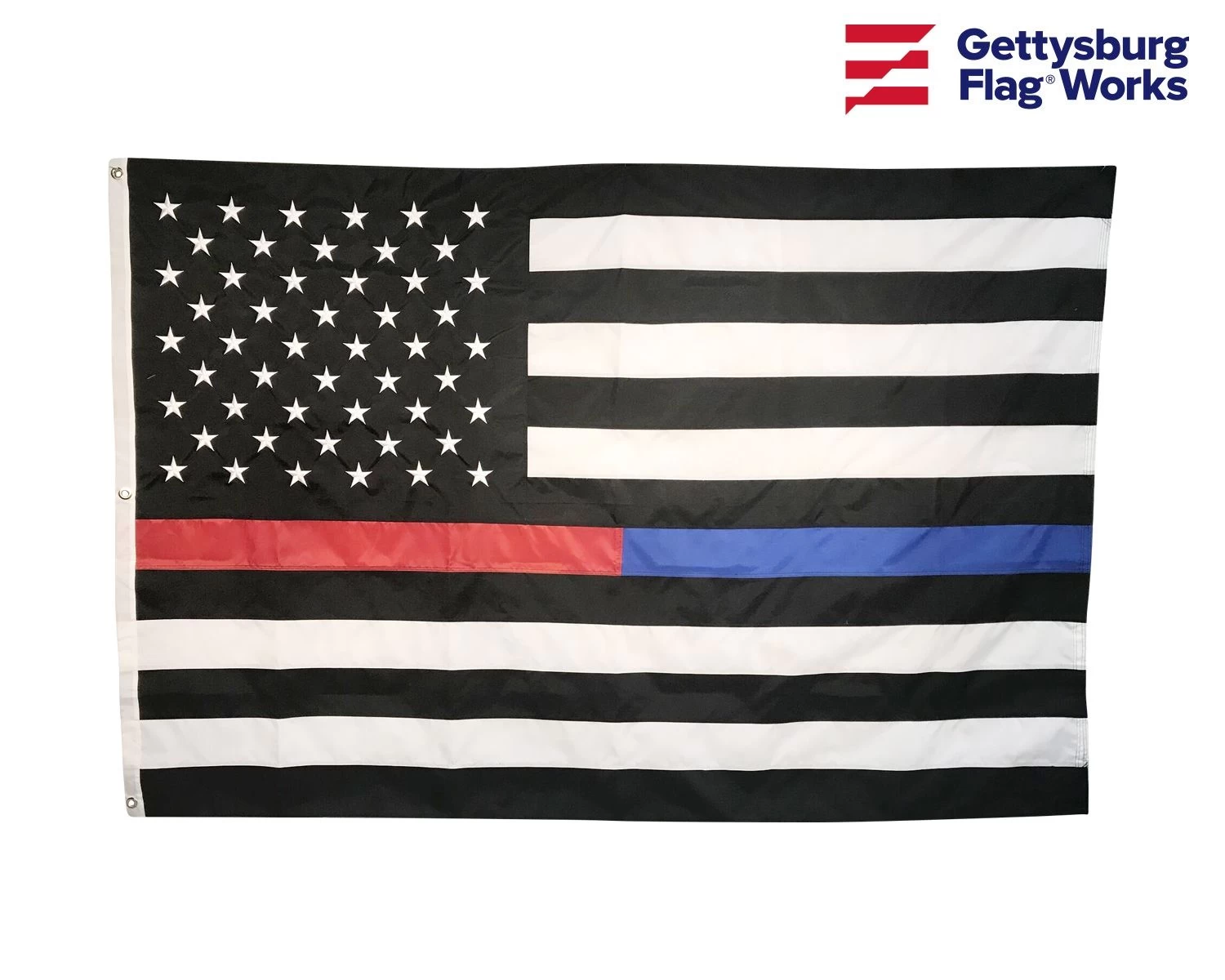 Thin Red/Blue Line Flag, Embroidered-3x5' 1 Thin Red/Blue Line Flag, Embroidered-3x5'