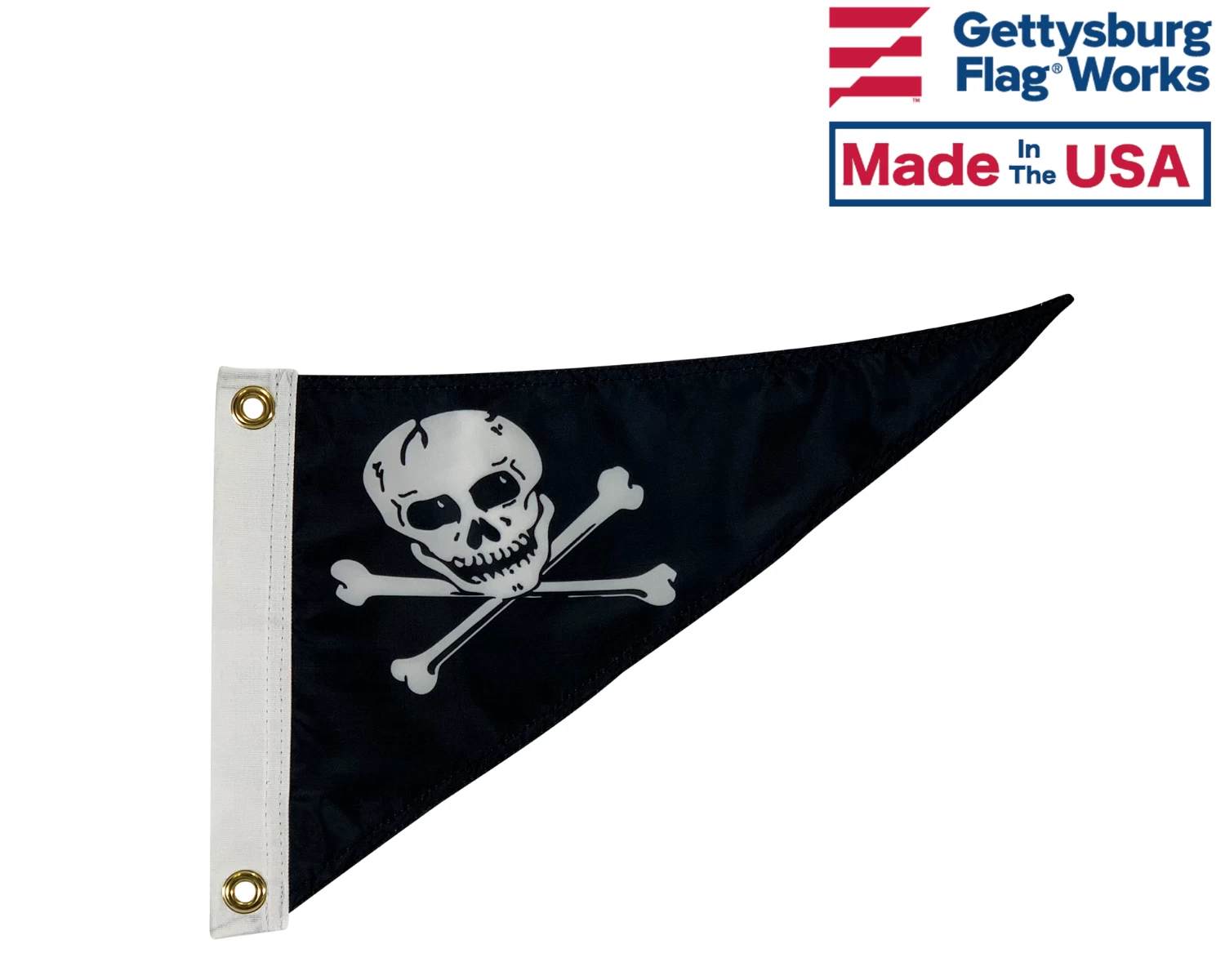 Jolly Roger Pirate Triangle Boat Pennant 10x15" 2 Jolly Roger Pirate Triangle Boat Pennant 10x15" - Image 2