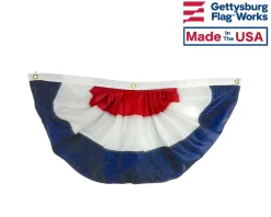 PATRIOTIC PLEATED FAN-RED CENTER (NYLON, 3 SEWN STRIPES)