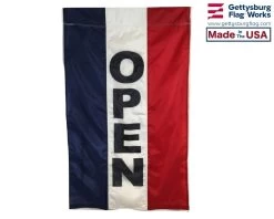OPEN Flag, Red, White & Blue (Vertical)