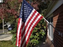 Worry Free® American Flag Set -Flags and Banners Store worry free flag set on customer house close up